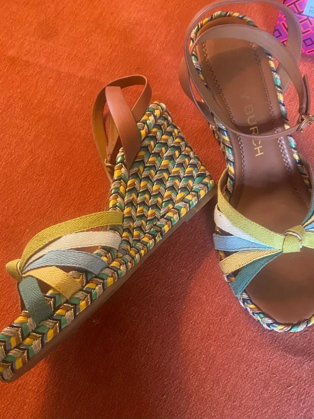 Tory Burch Colorblock Wedge Espadrille Sandals in Yellow/Multi